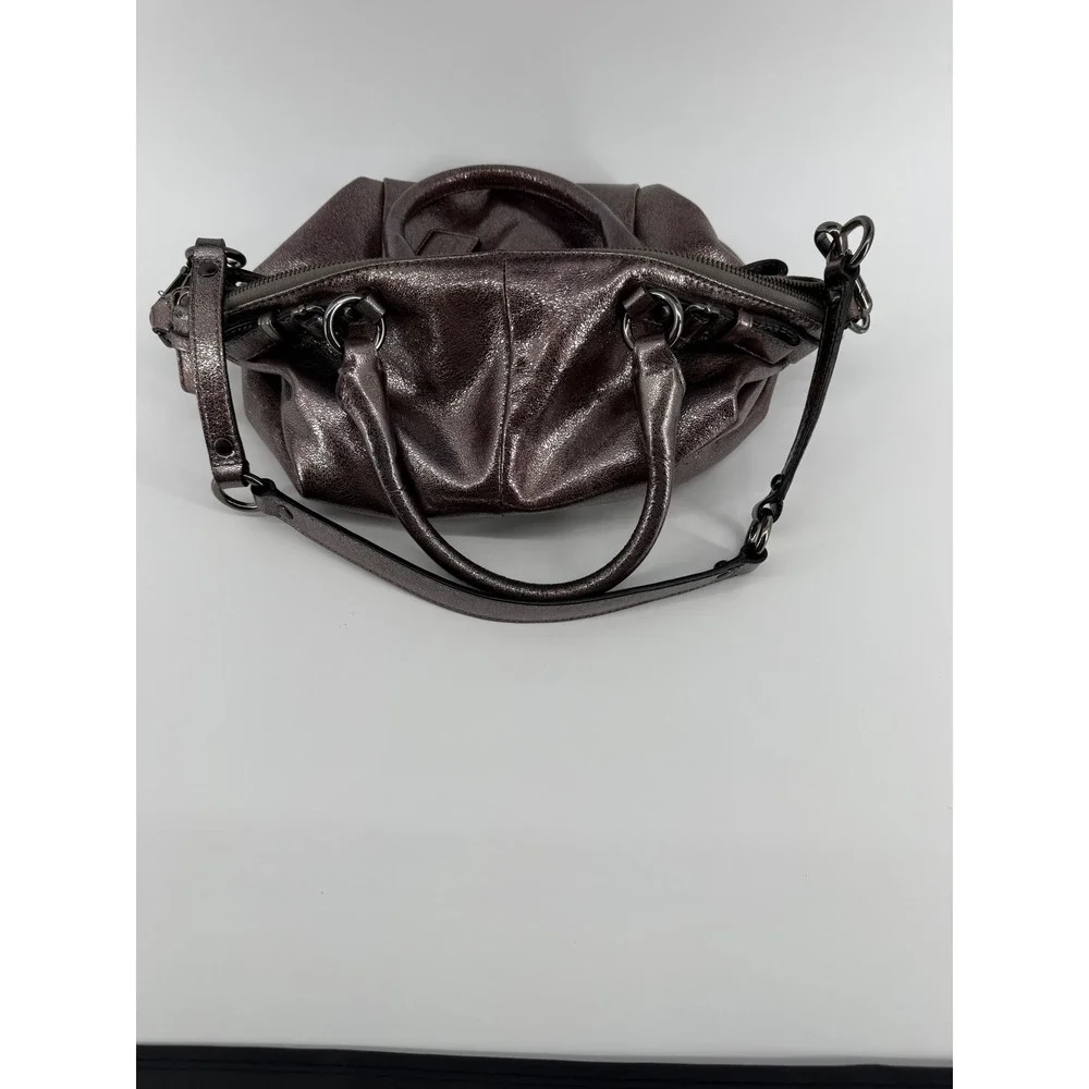 Coach Madison Sophia Satchel Metallic Pewter Leather Handbag 18610